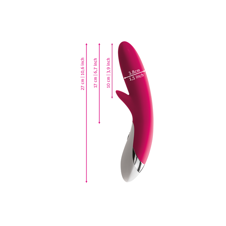 Mystim Danny Divido – Darstellung der  Größe und Abmessungen Länge 27cm (ohne Griff: 17cm), Durchmesser 3,8cm