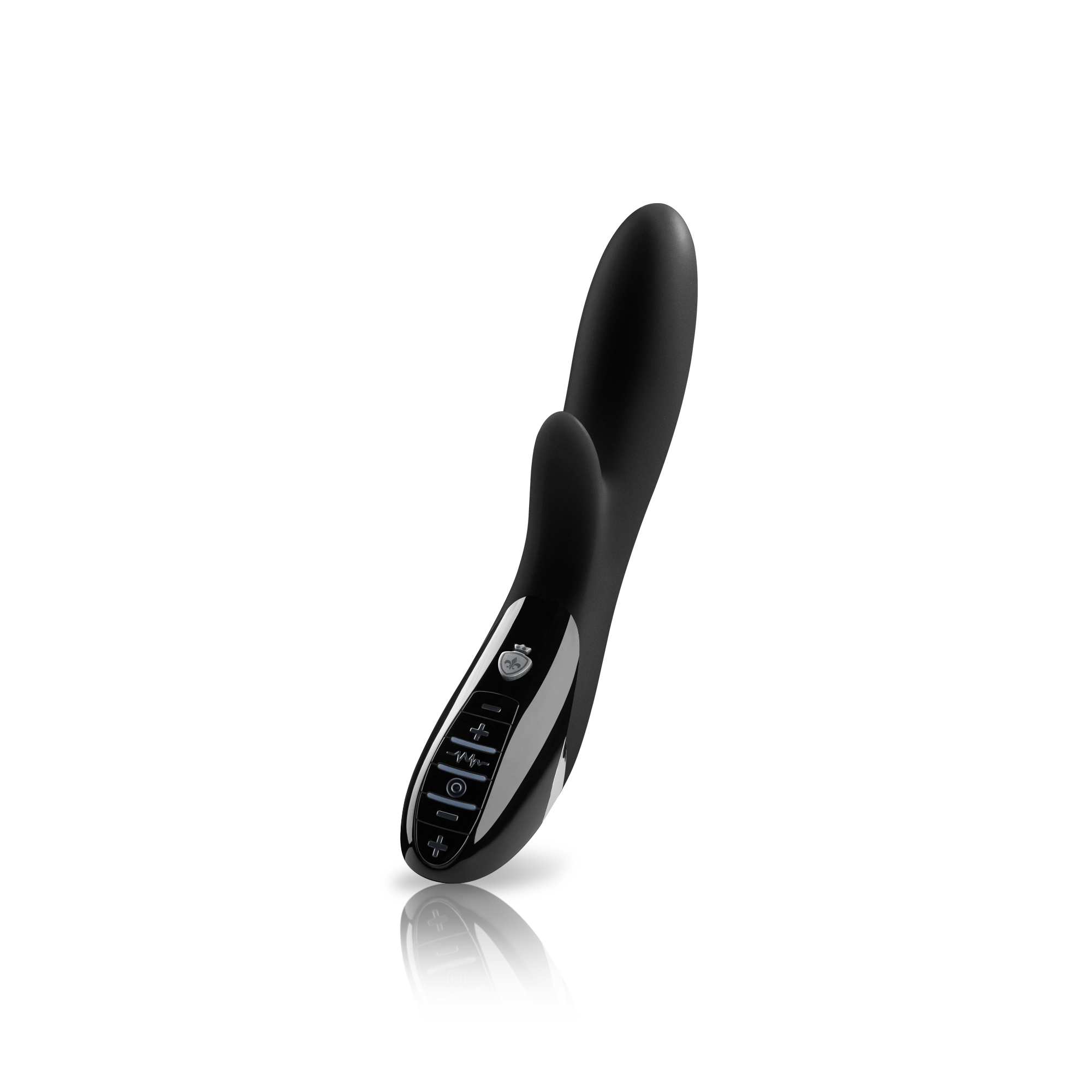 Mystim Daring Danny – Black E-Stim Rabbit Vibrator mit klitoraler und vaginaler Stimulation, 100 % medizinisches Silikon, 27 cm Länge, Ø 3,8 cm 