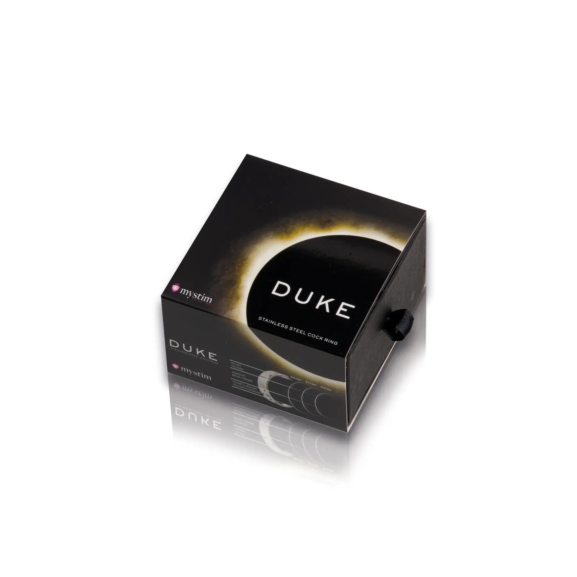 Mystim The Duke – Originalverpackung des Edelstahl‑Cockrings